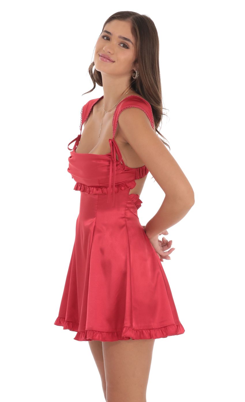 Satin Cap Sleeve Dress in Red - luluinthesky