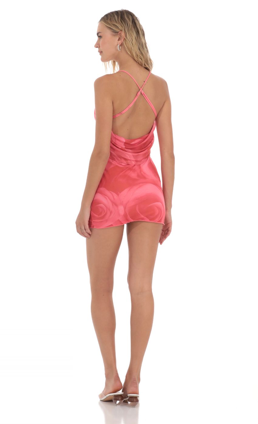 Mesh Rose Bodycon Dress in Pink and Red - luluinthesky