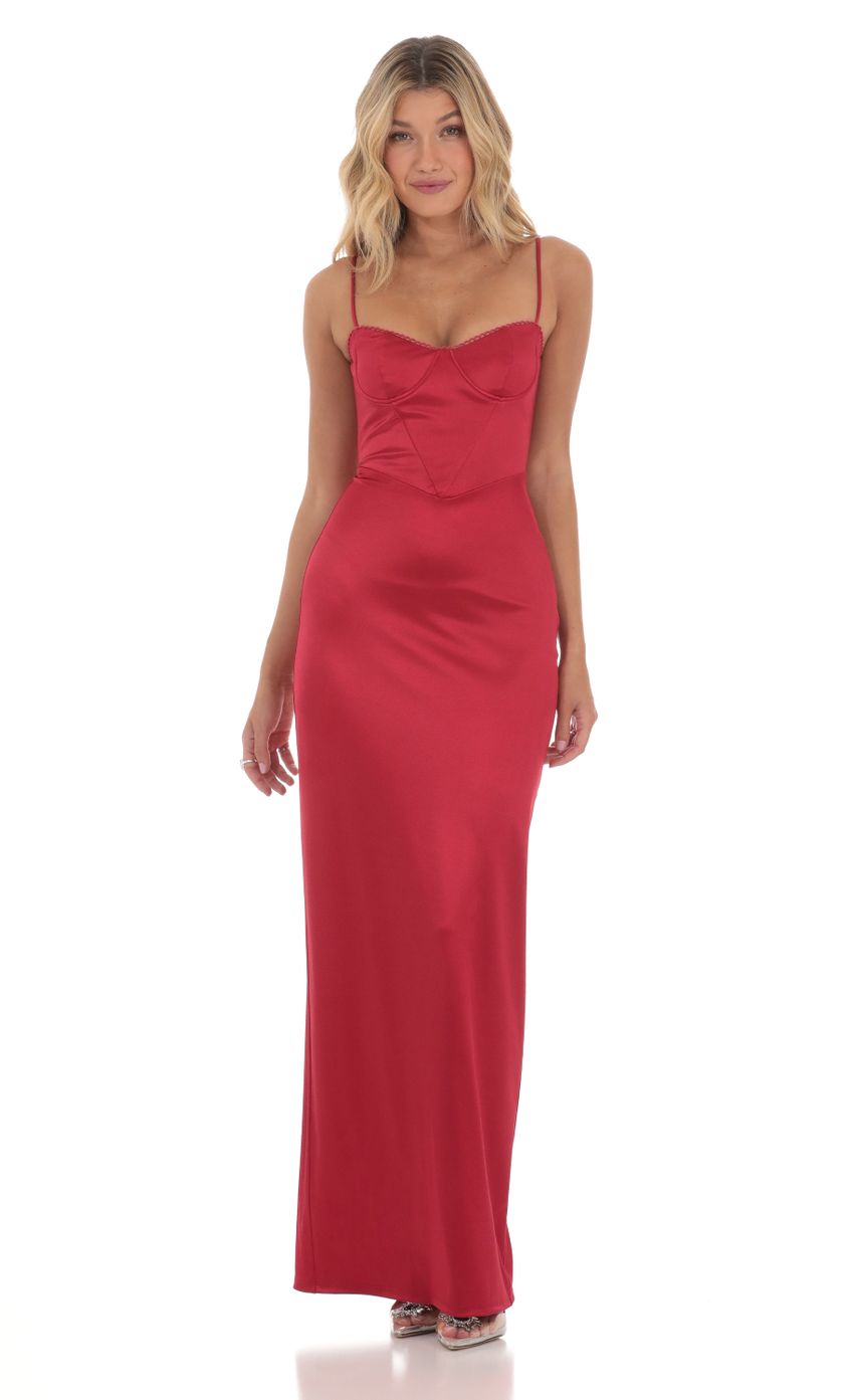 Satin Bodycon Maxi Dress in Red - luluinthesky
