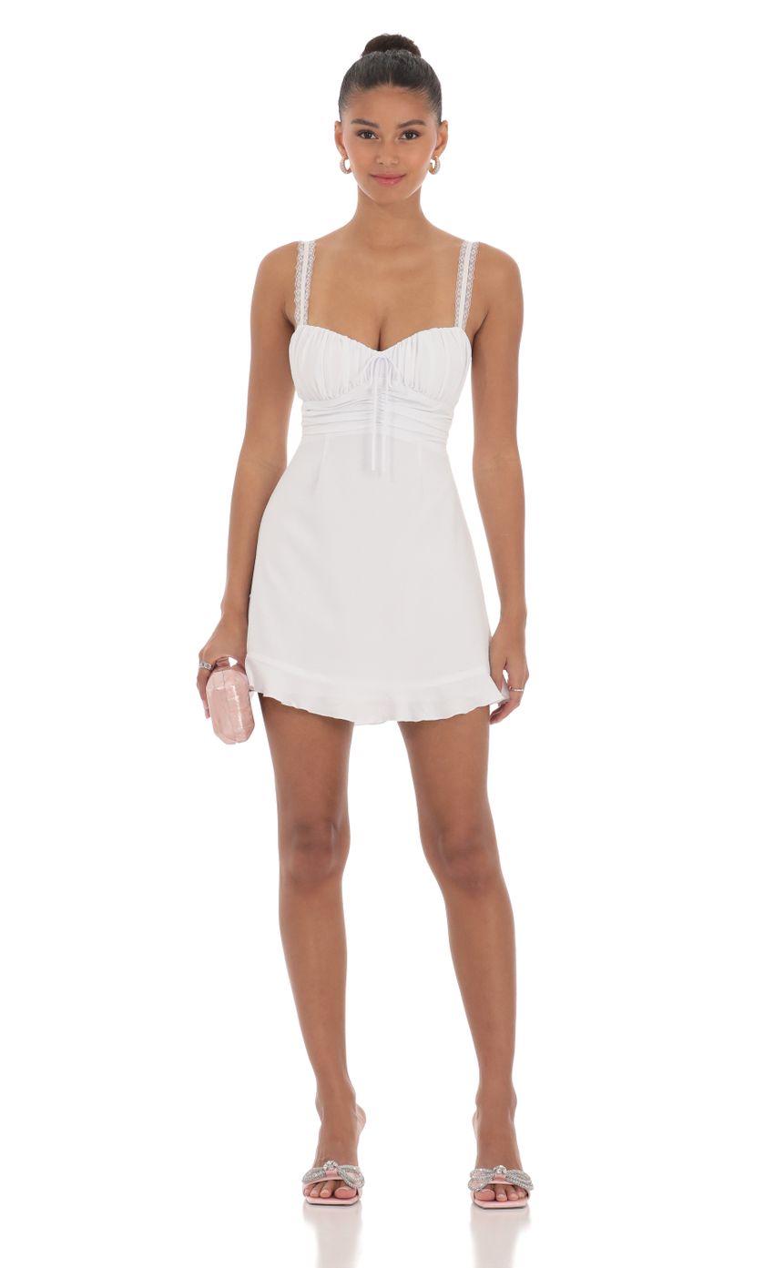 Lace Strap Open Back Dress in White - luluinthesky