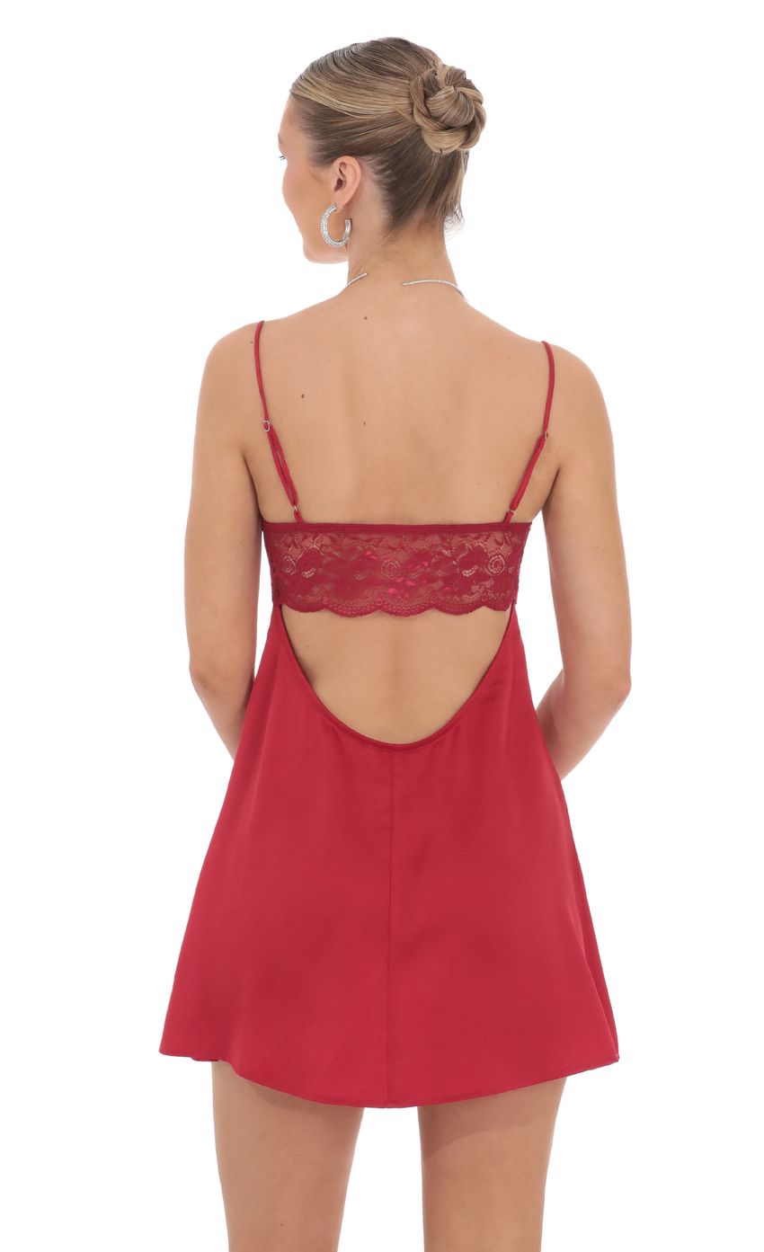 Satin Back Lace Dress in Red - luluinthesky