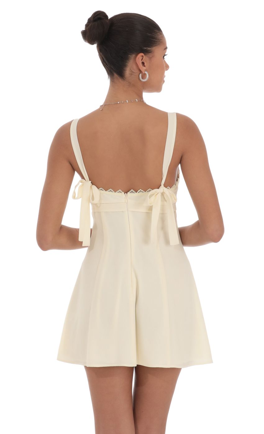 Ribbon Embroidered Trim Dress in Cream - luluinthesky
