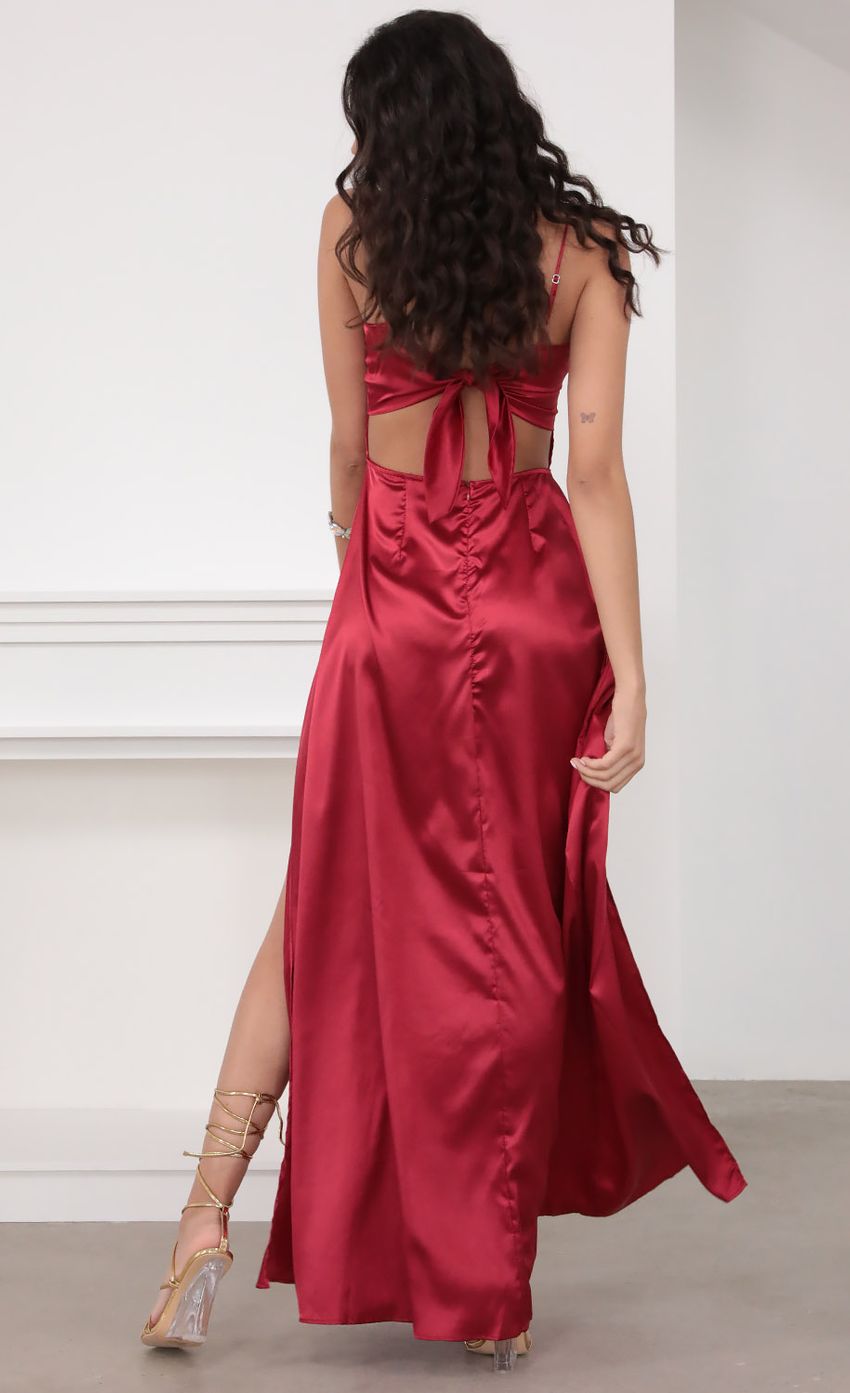 Satin Maxi Dress in Red - luluinthesky