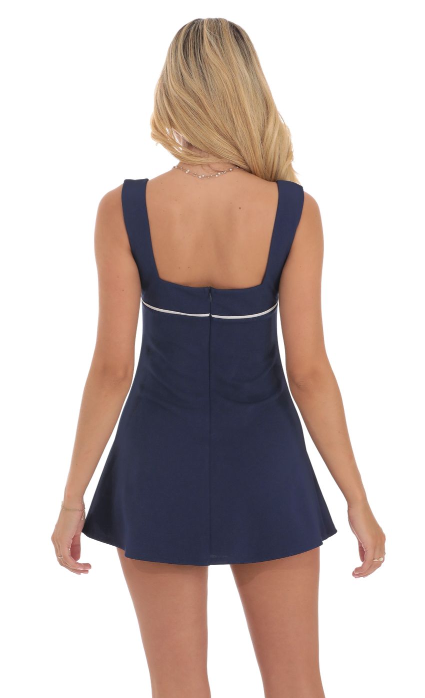 Wide Strap Front Tie Dress in Navy - luluinthesky