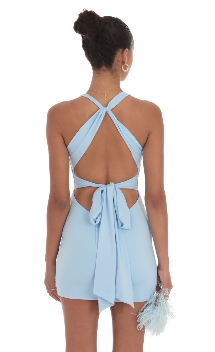 Twist Open Back Dress in Light Blue - luluinthesky