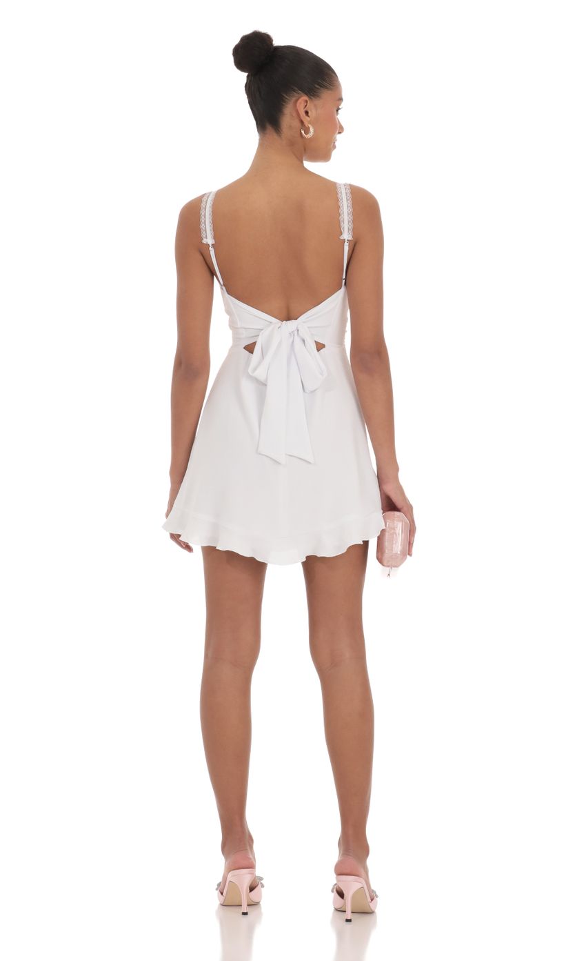 Lace Strap Open Back Dress in White - luluinthesky
