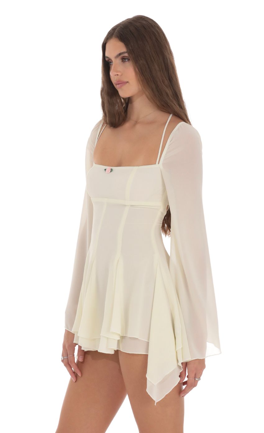Chiffon Flare Sleeve A-line Dress in Cream - luluinthesky