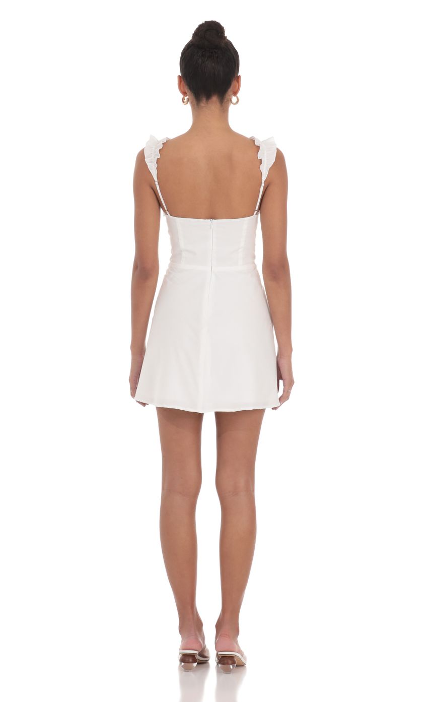 Ruffle Strap A-line Dress in White - luluinthesky