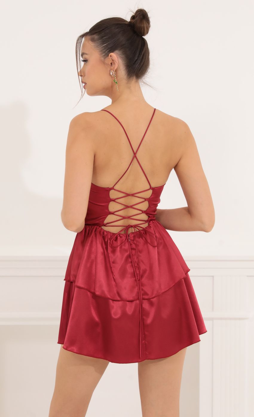 Satin Ruffle Dress in Red - luluinthesky