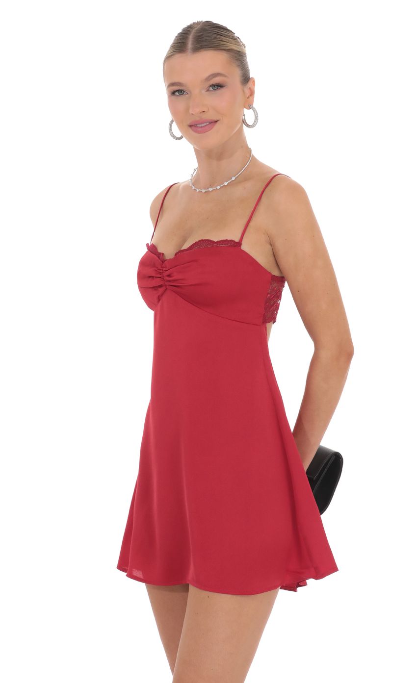 Satin Back Lace Dress in Red - luluinthesky