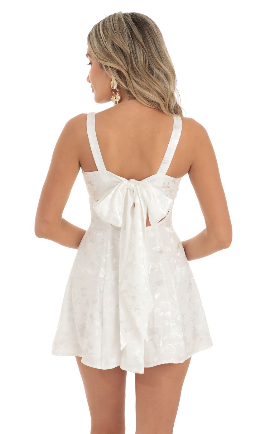 Floral Jacquard A-Line Dress in White - luluinthesky