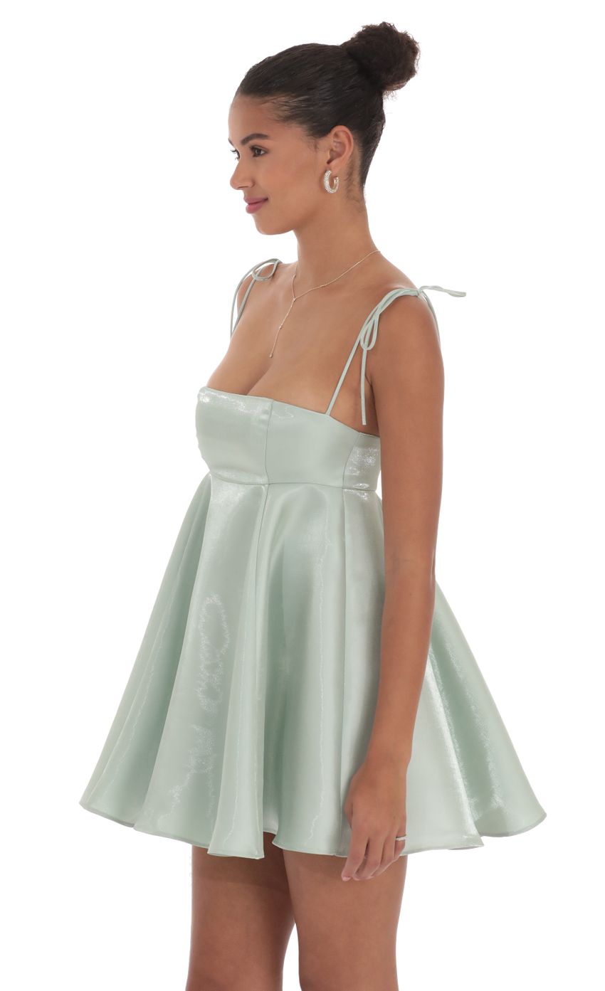 Sheen Flare Babydoll Dress in Sage Green - luluinthesky