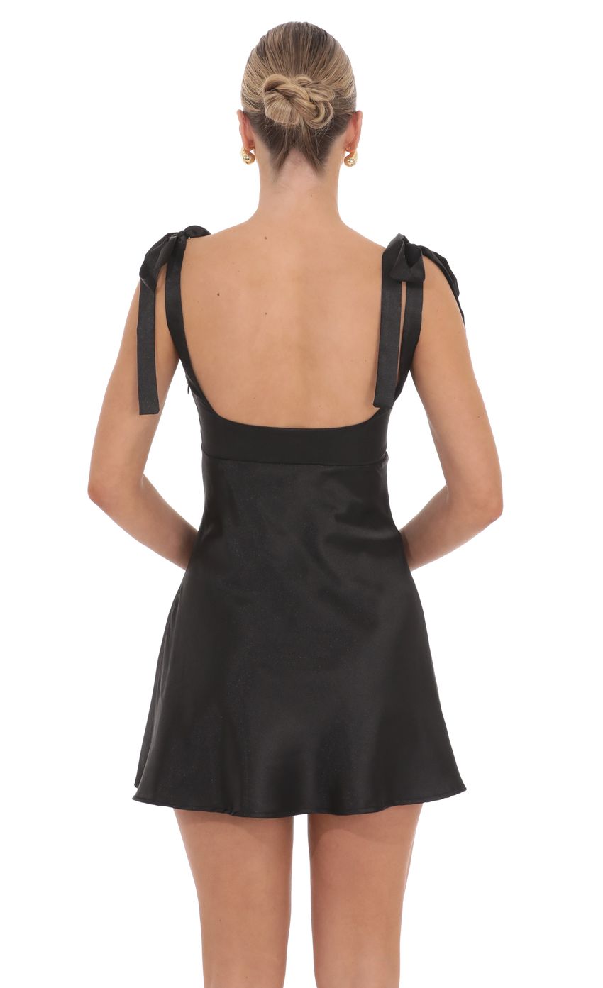 Pearl Cutout Satin Dress in Black - luluinthesky