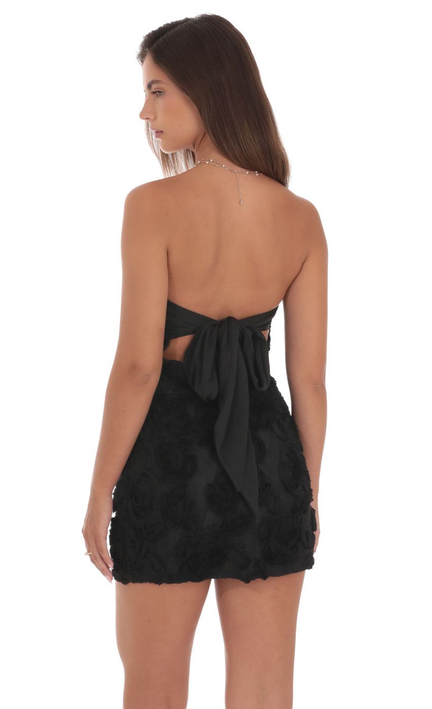 Floral Mesh Strapless Dress in Black - luluinthesky