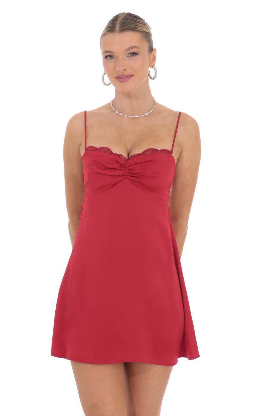 Satin Back Lace Dress in Red - luluinthesky