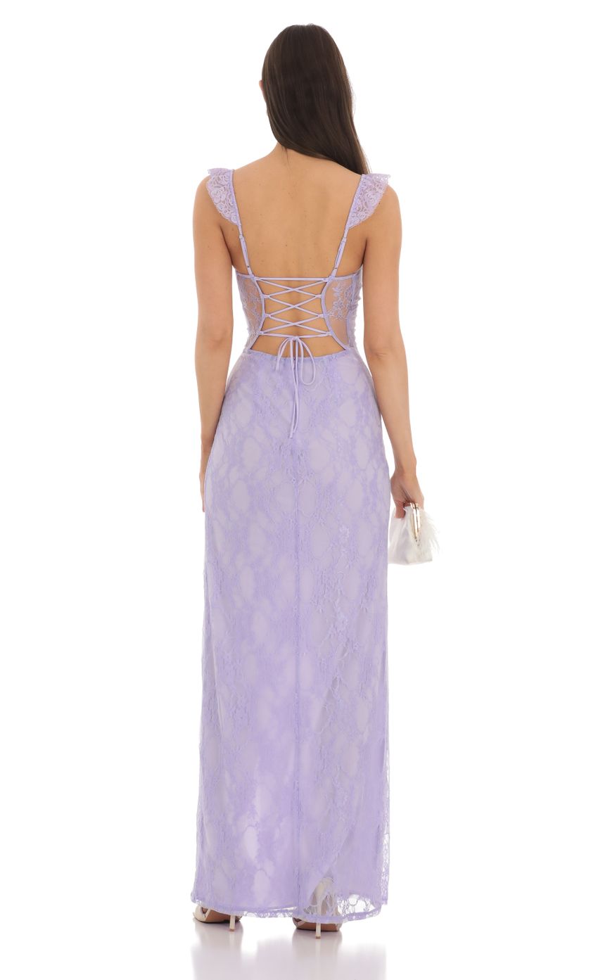 Lace Ruffle Sleeve Maxi Dress in Lavender - luluinthesky