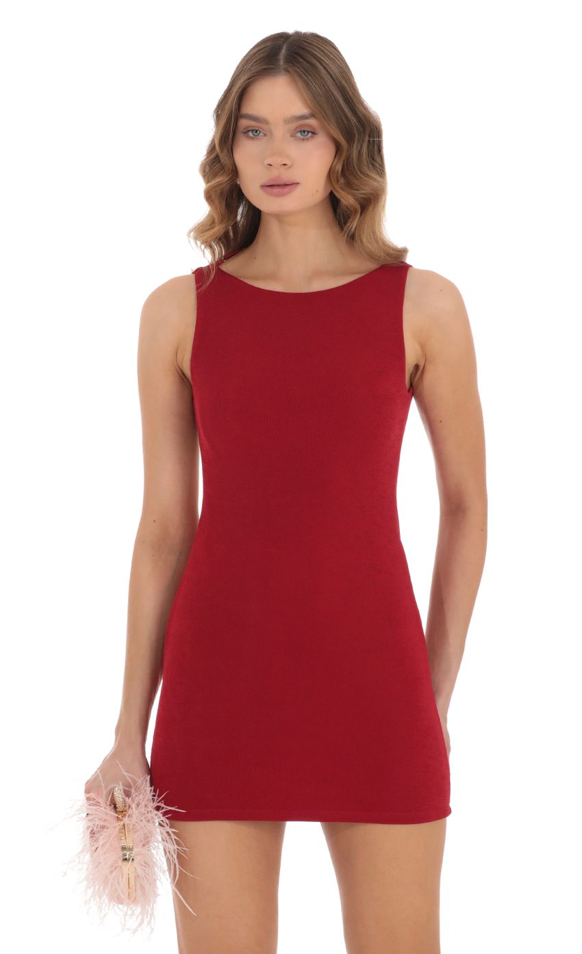 High Neck Open Back Dress in Red - luluinthesky