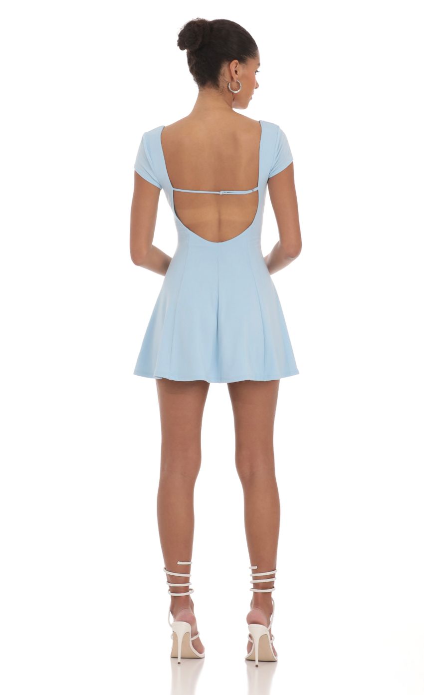 Scoop Neck Short Sleeve Dress in Blue - luluinthesky