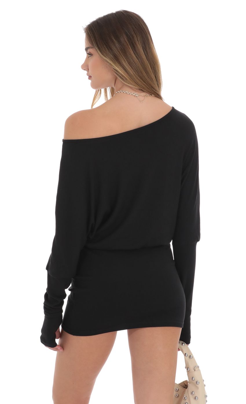 Off Shoulder Pencil Skirt Dress in Black - luluinthesky
