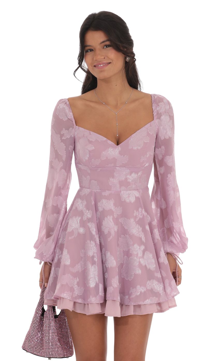 Floral Chiffon Fit and Flare Dress in Lilac - luluinthesky