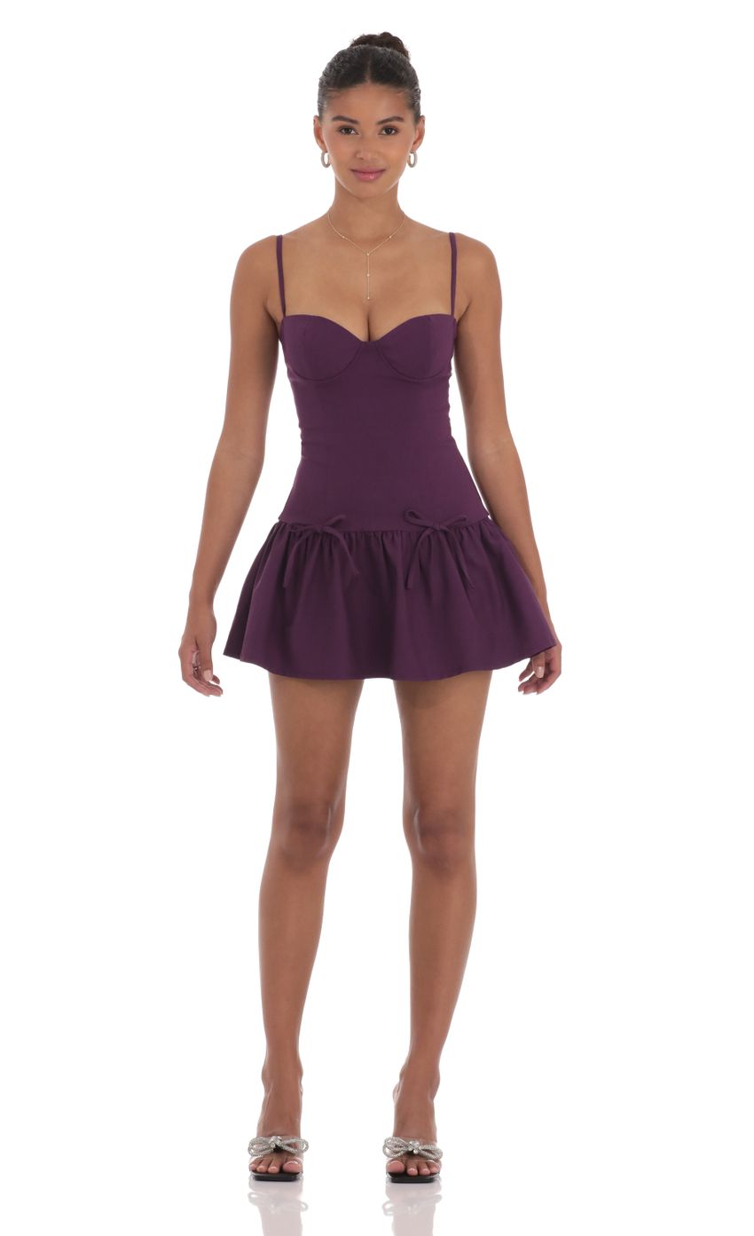 Double Bow Drop Waist Dress in Purple - luluinthesky