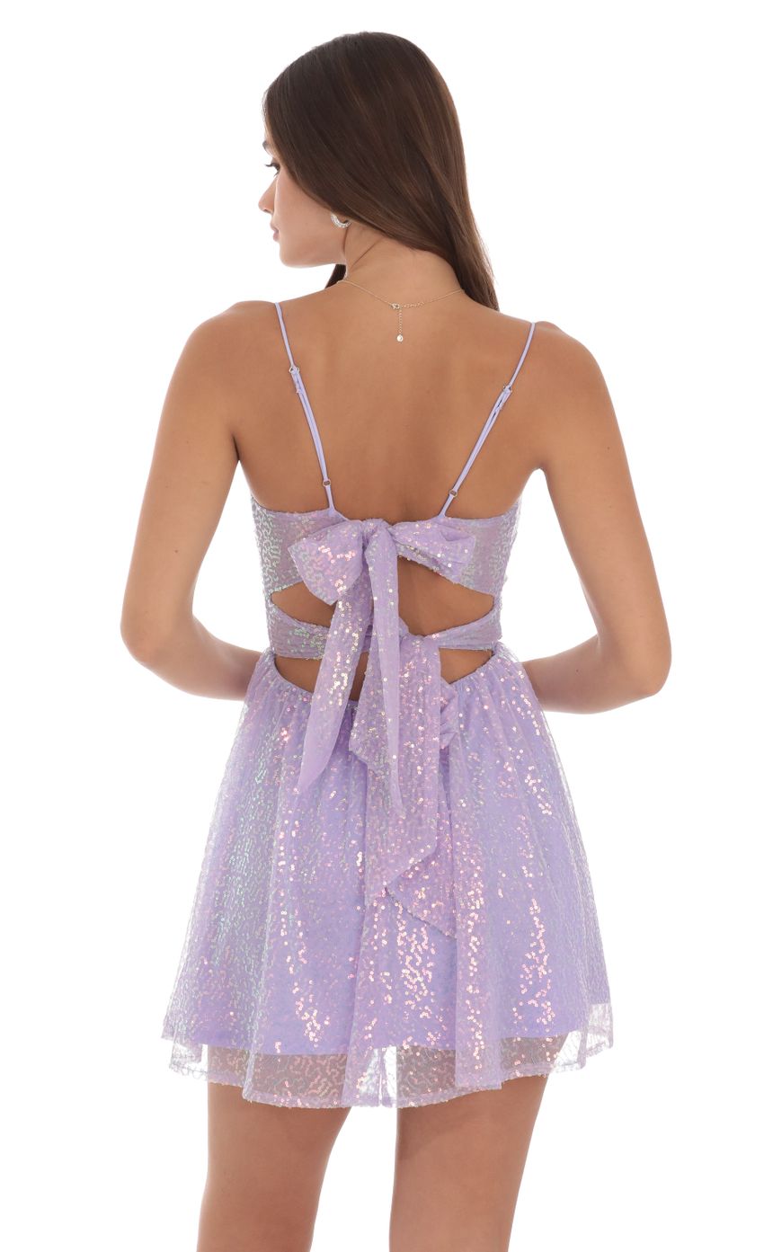 Sequin Twist A-line Dress in Lavender - luluinthesky