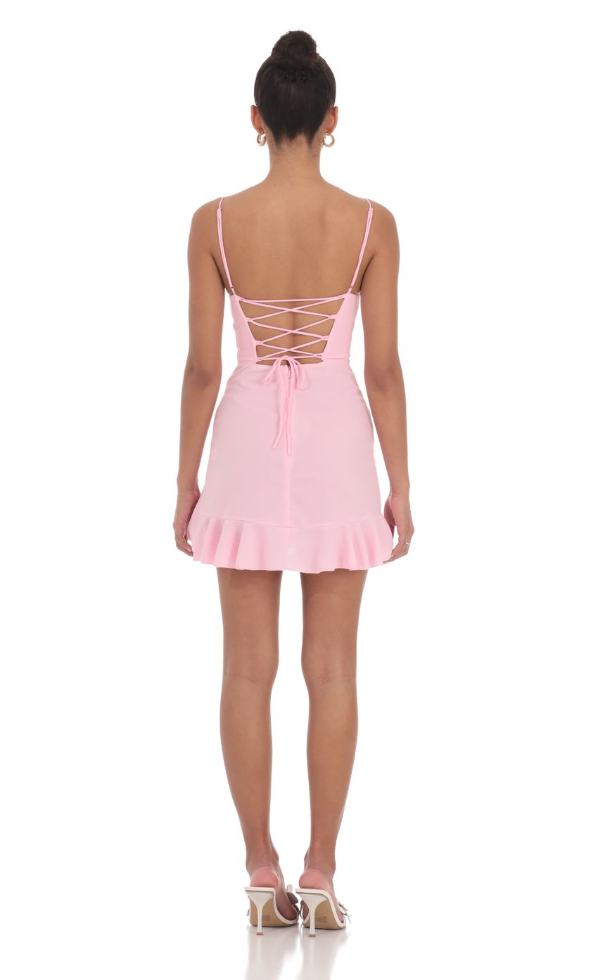 Ruffled Slit Dress in Pink - luluinthesky