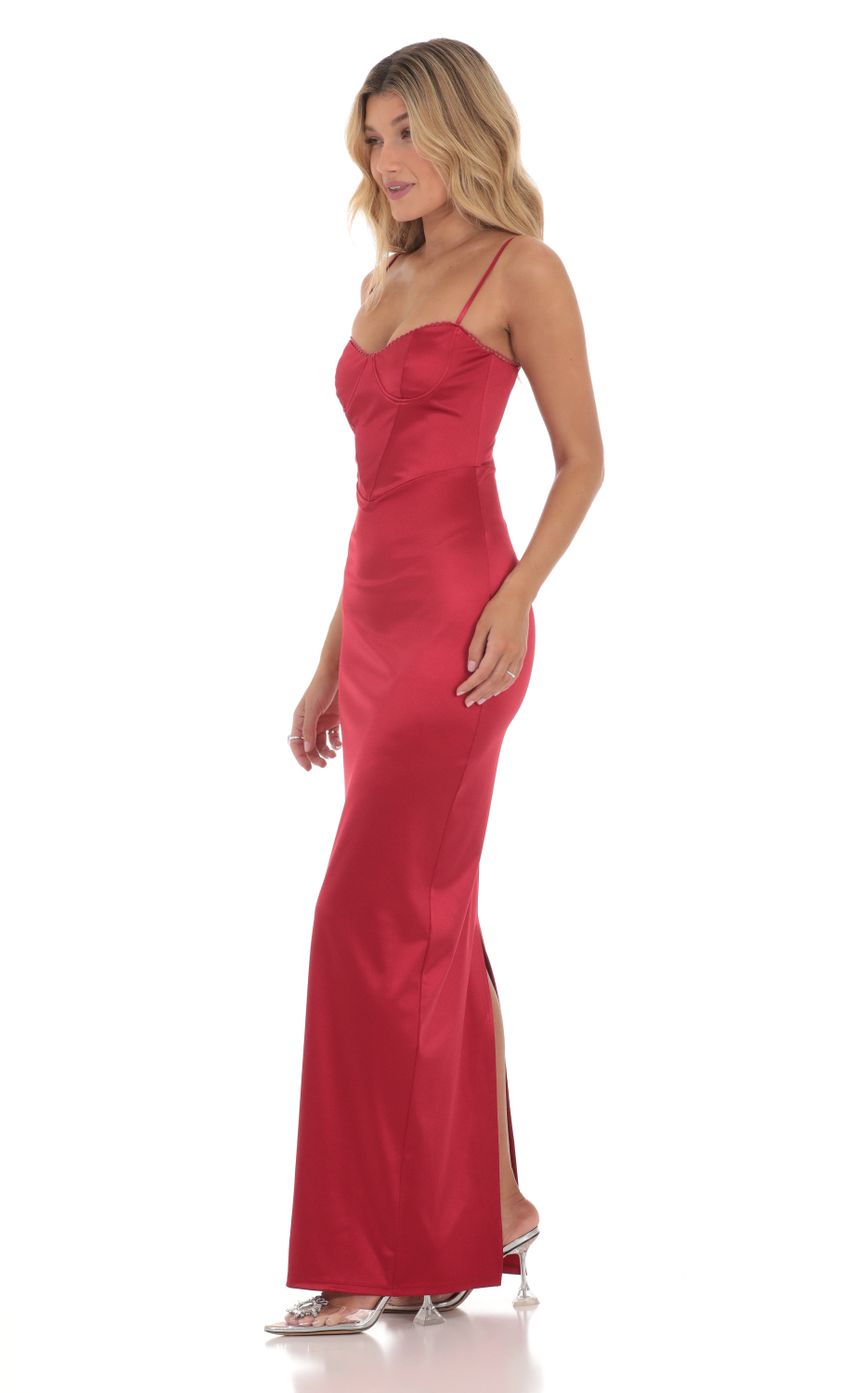 Satin Bodycon Maxi Dress in Red - luluinthesky