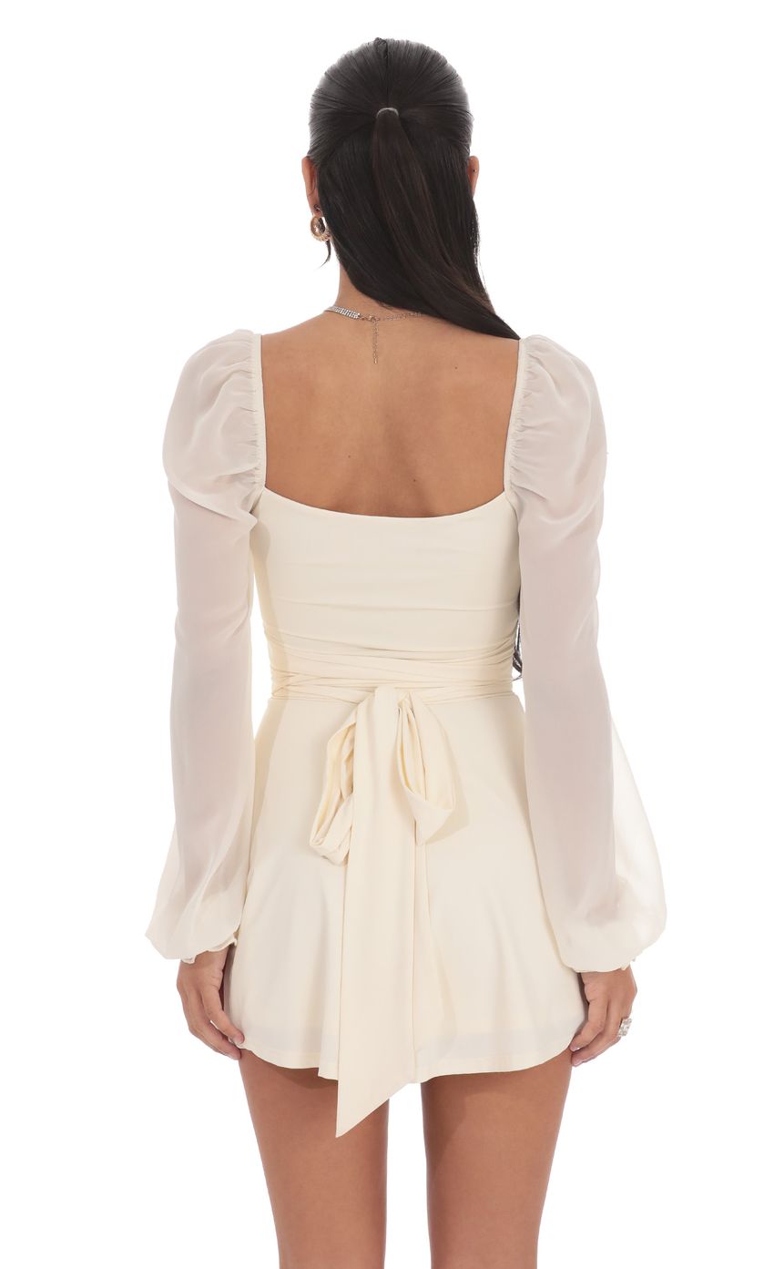 Puff Sleeve Wrap Dress in Cream - luluinthesky