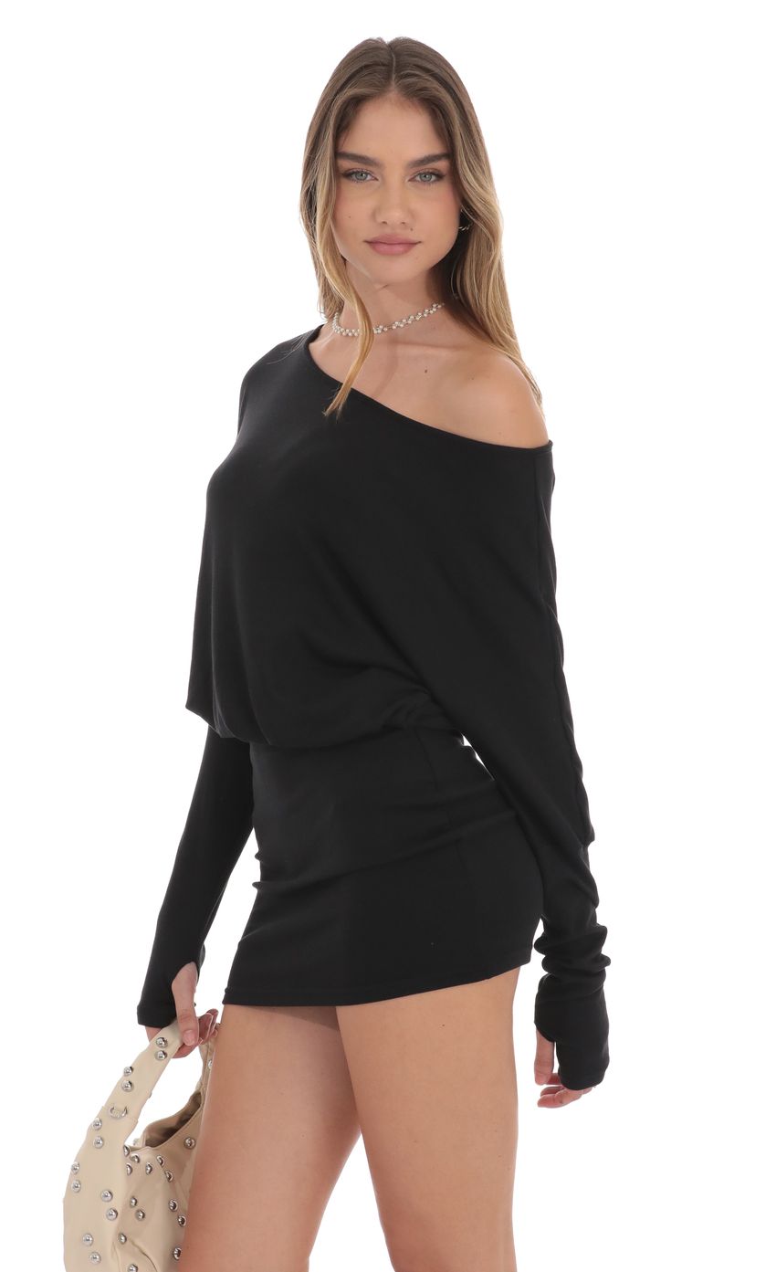 Off Shoulder Pencil Skirt Dress in Black - luluinthesky