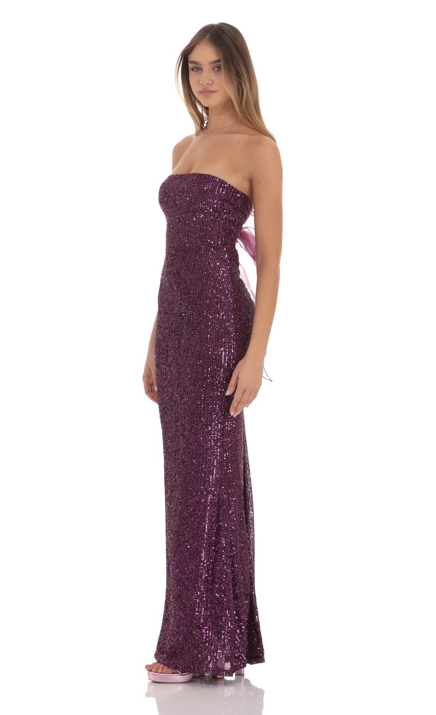 Sequin Strapless Maxi Dress in Purple - luluinthesky