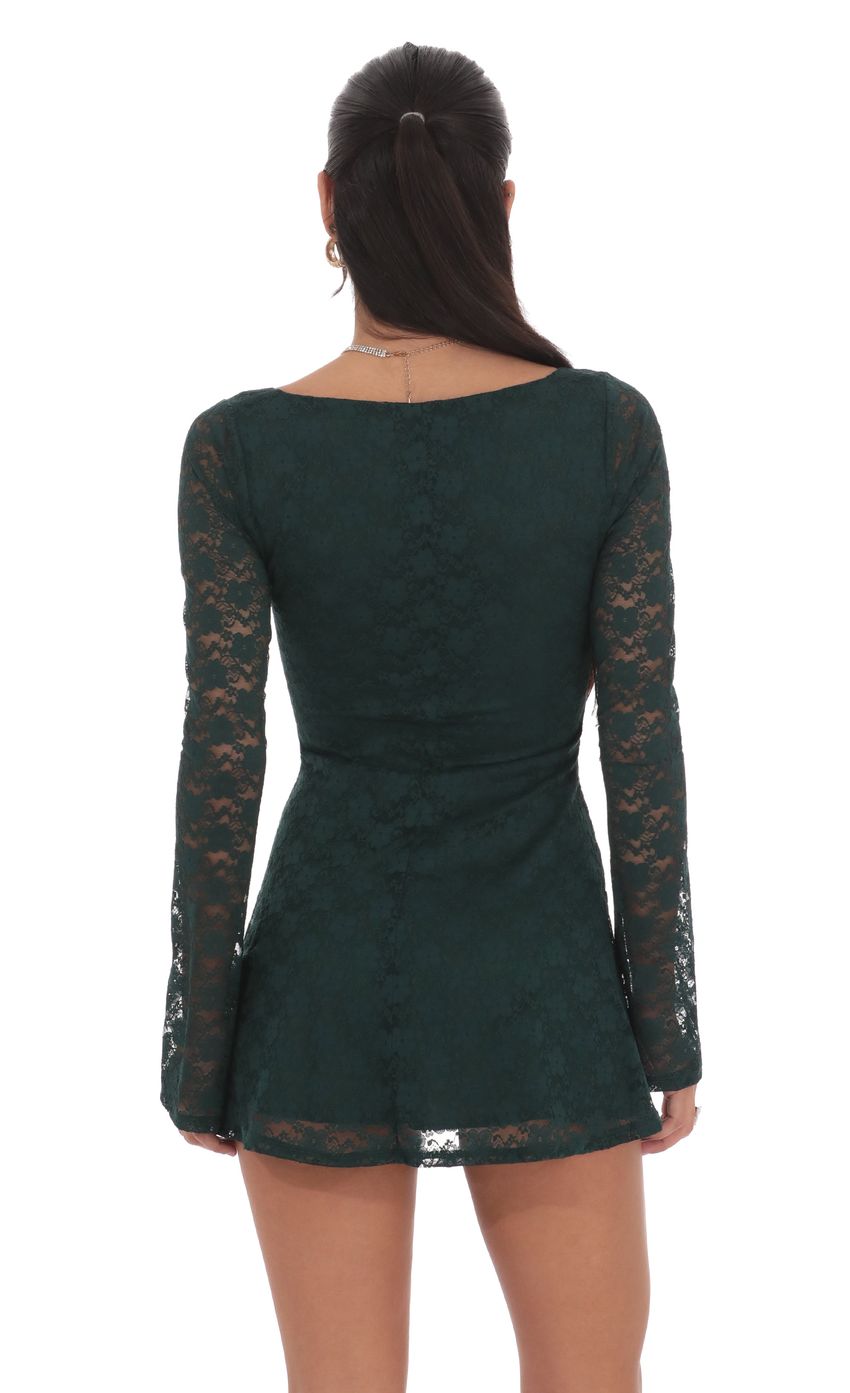 Lace Twist Cutout Dress in Green - luluinthesky