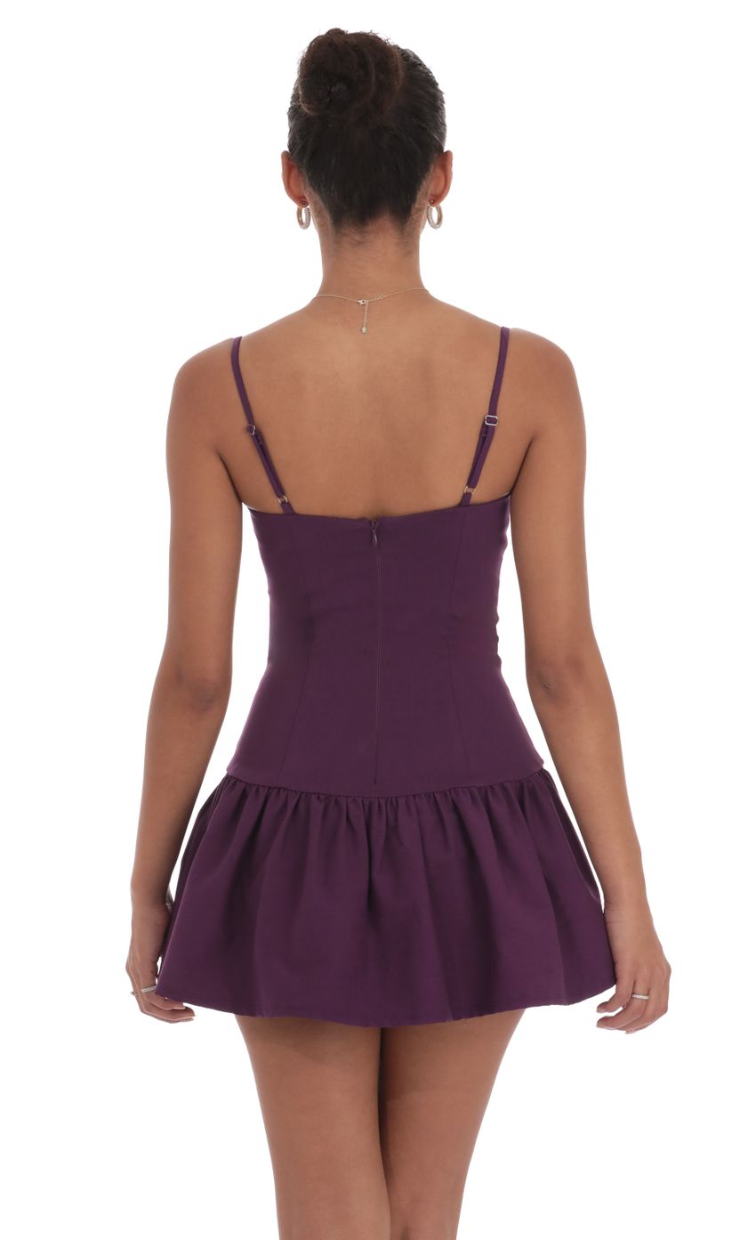 Double Bow Drop Waist Dress in Purple - luluinthesky