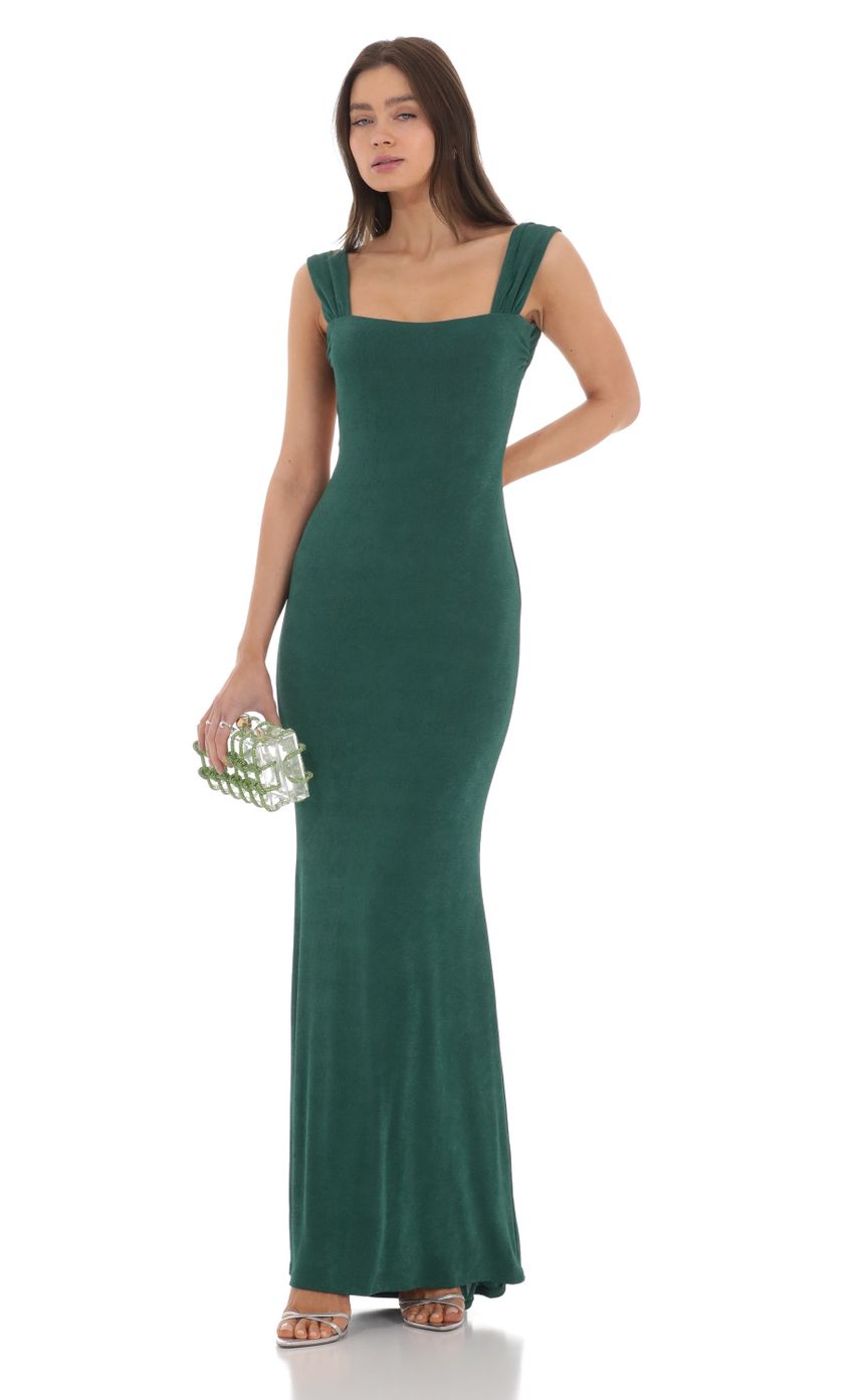 Open Back Maxi Dress in Green - luluinthesky