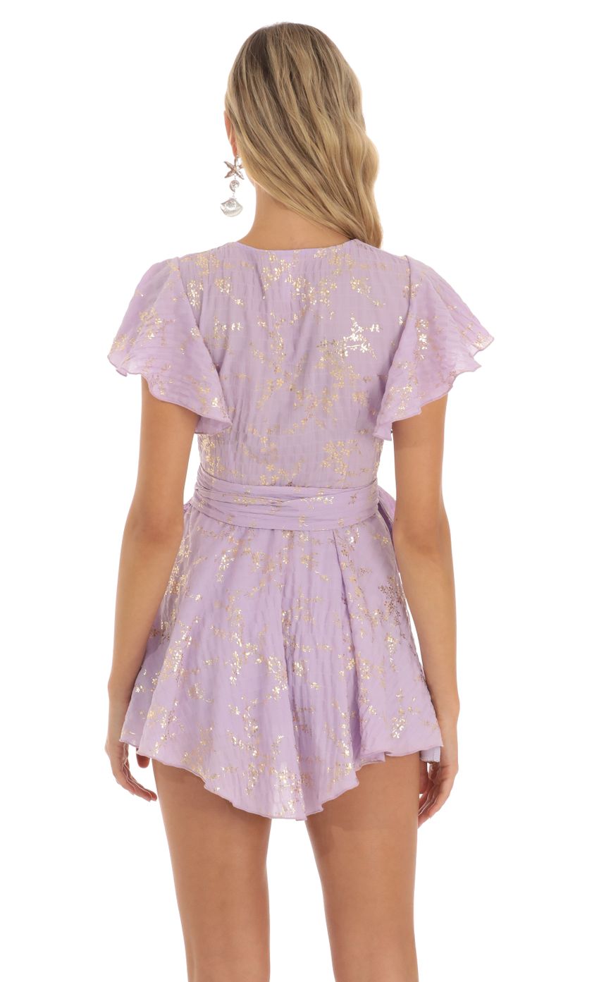 Shimmer Floral Wrap Dress in Purple - luluinthesky