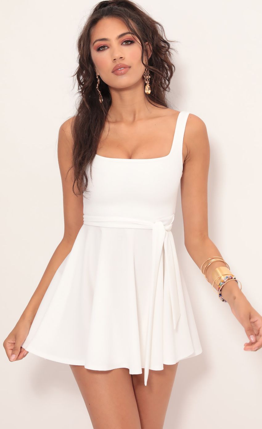 A-line Wrap Dress in White - luluinthesky
