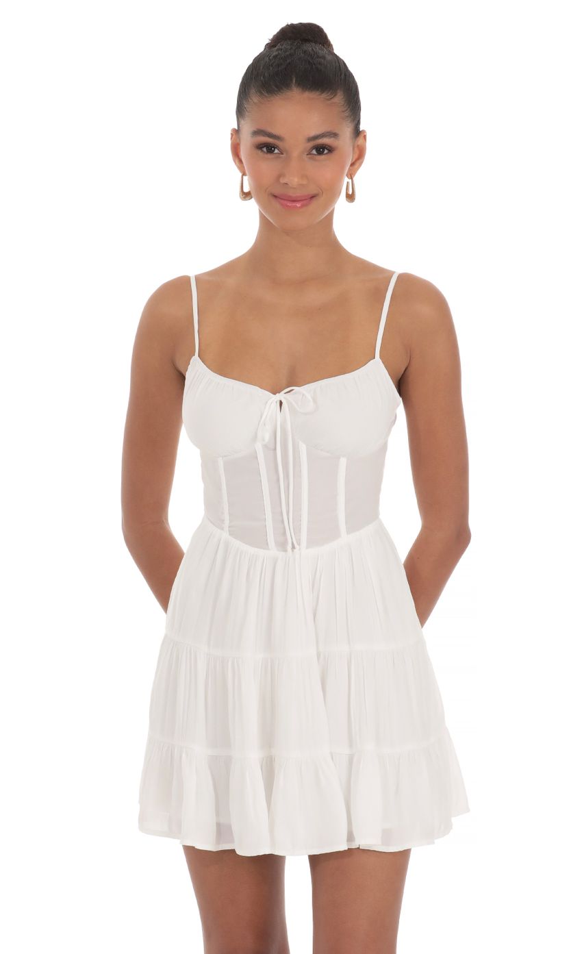 Corset A-line Dress in White - luluinthesky