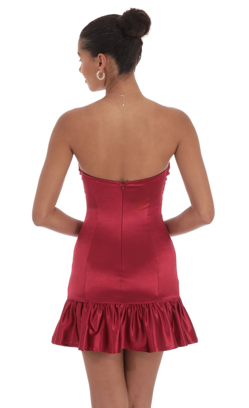 Cutout Satin Starpless Dress in Maroon - luluinthesky