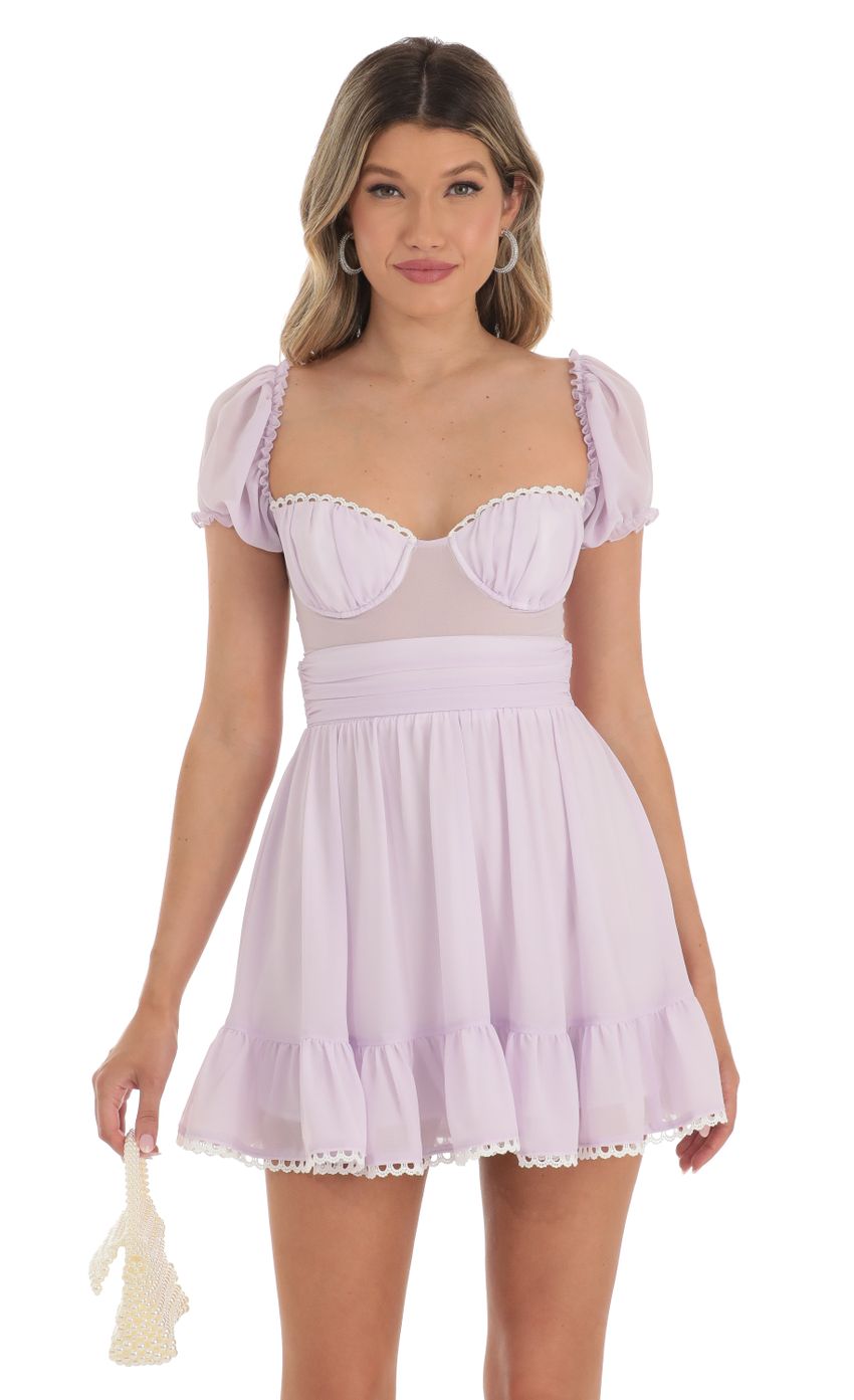 Puff Sleeve Dress in Purple - luluinthesky