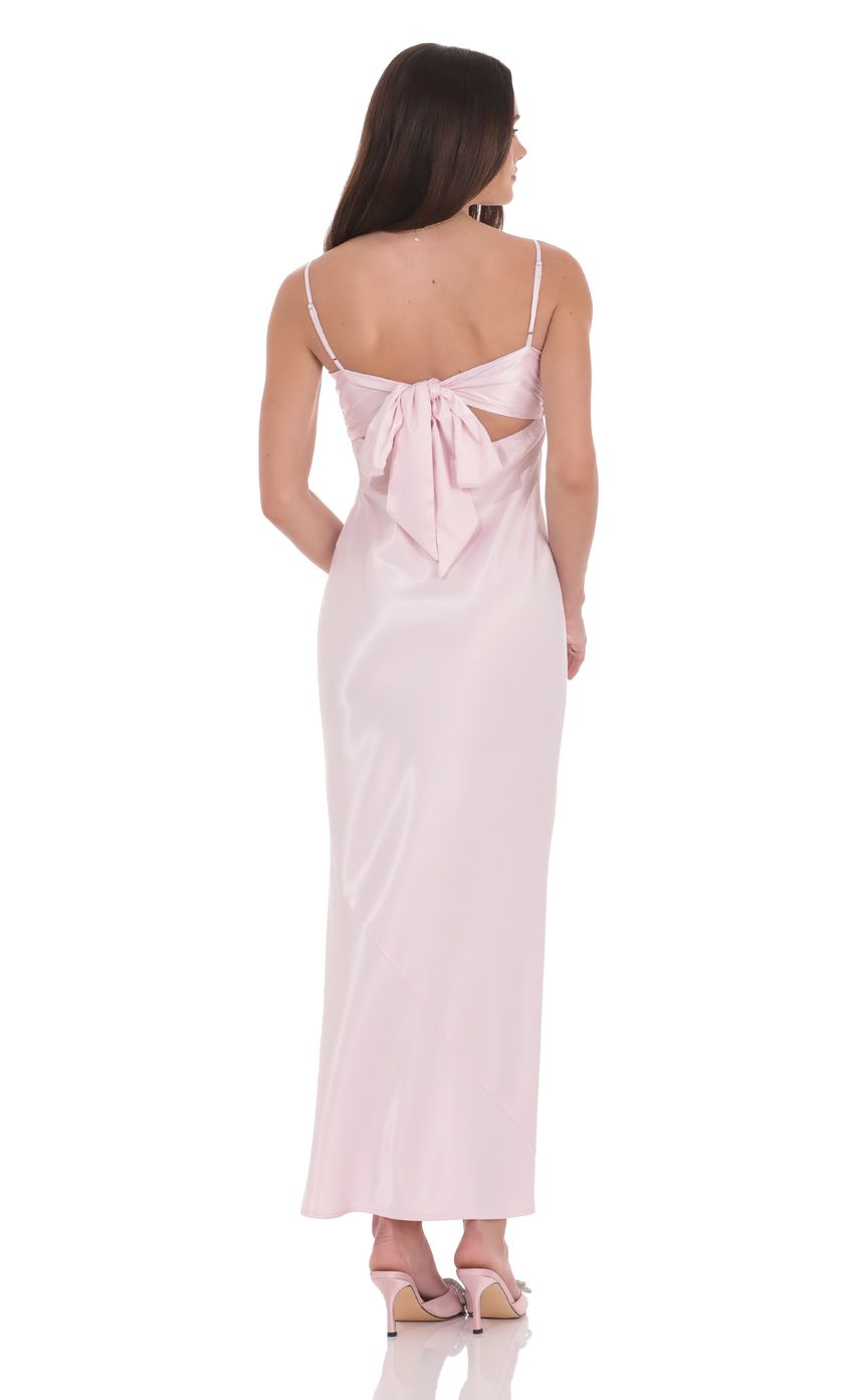 Satin Back Tie Maxi Dress in Pink - luluinthesky