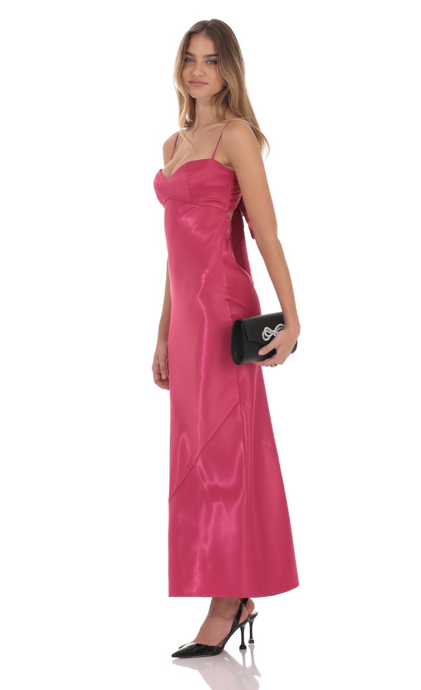 Satin Back Tie Maxi Dress in Magenta - luluinthesky