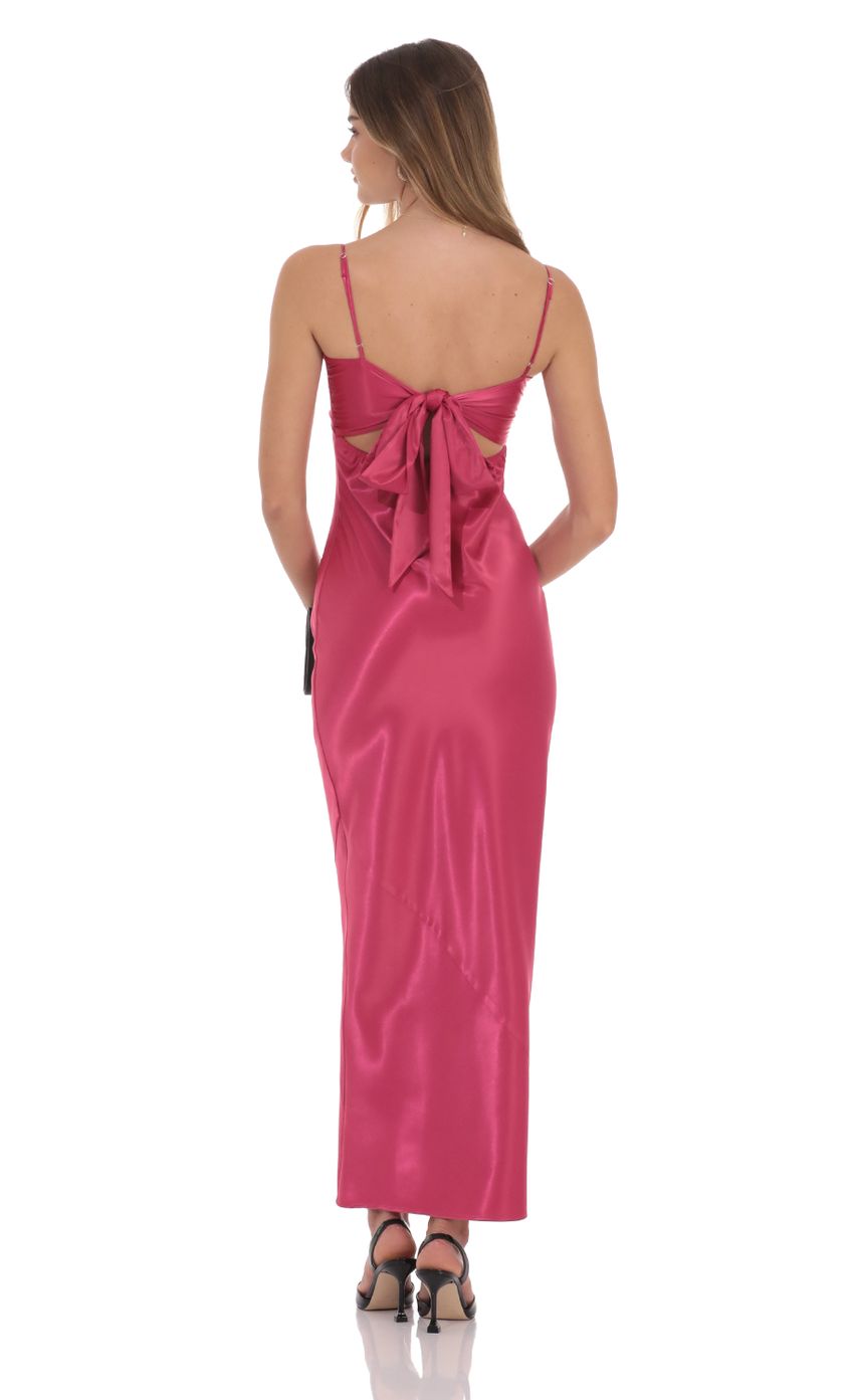 Satin Back Tie Maxi Dress in Magenta - luluinthesky
