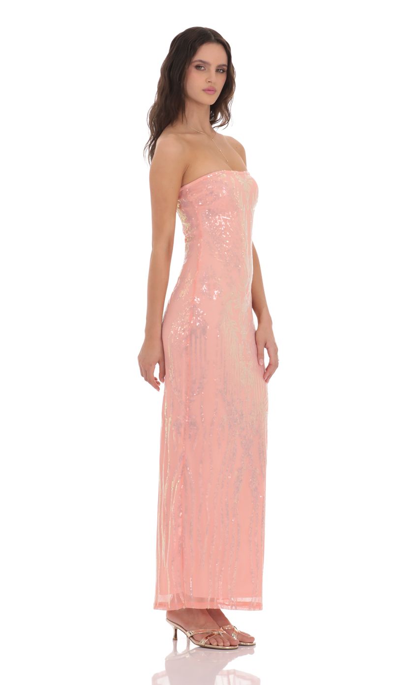 Sequin Pattern Maxi Dress in Coral - luluinthesky