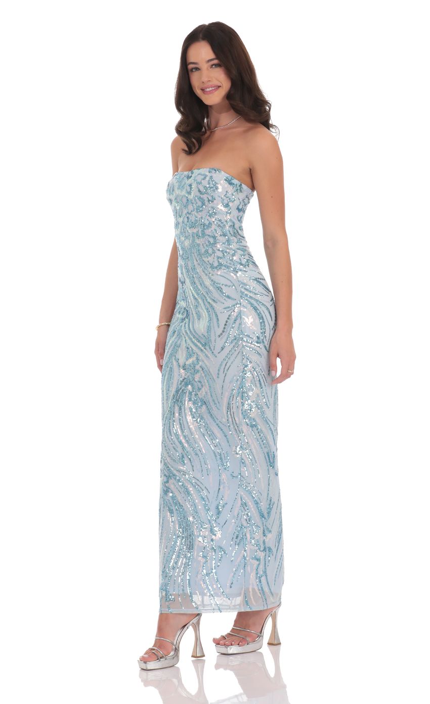 Sequin Pattern Maxi Dress in Sky Blue - luluinthesky