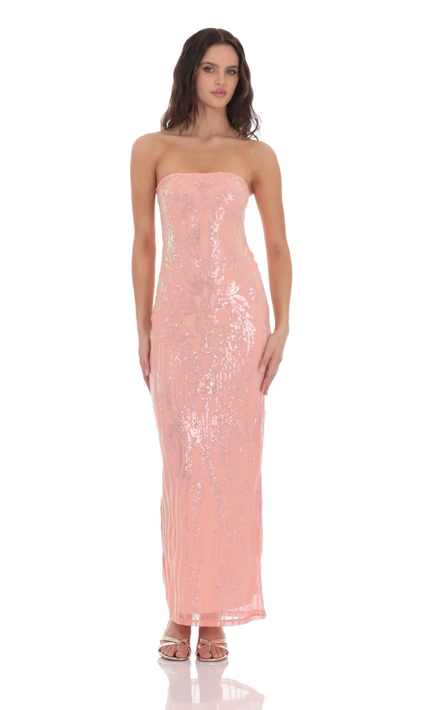Sequin Pattern Maxi Dress in Coral - luluinthesky