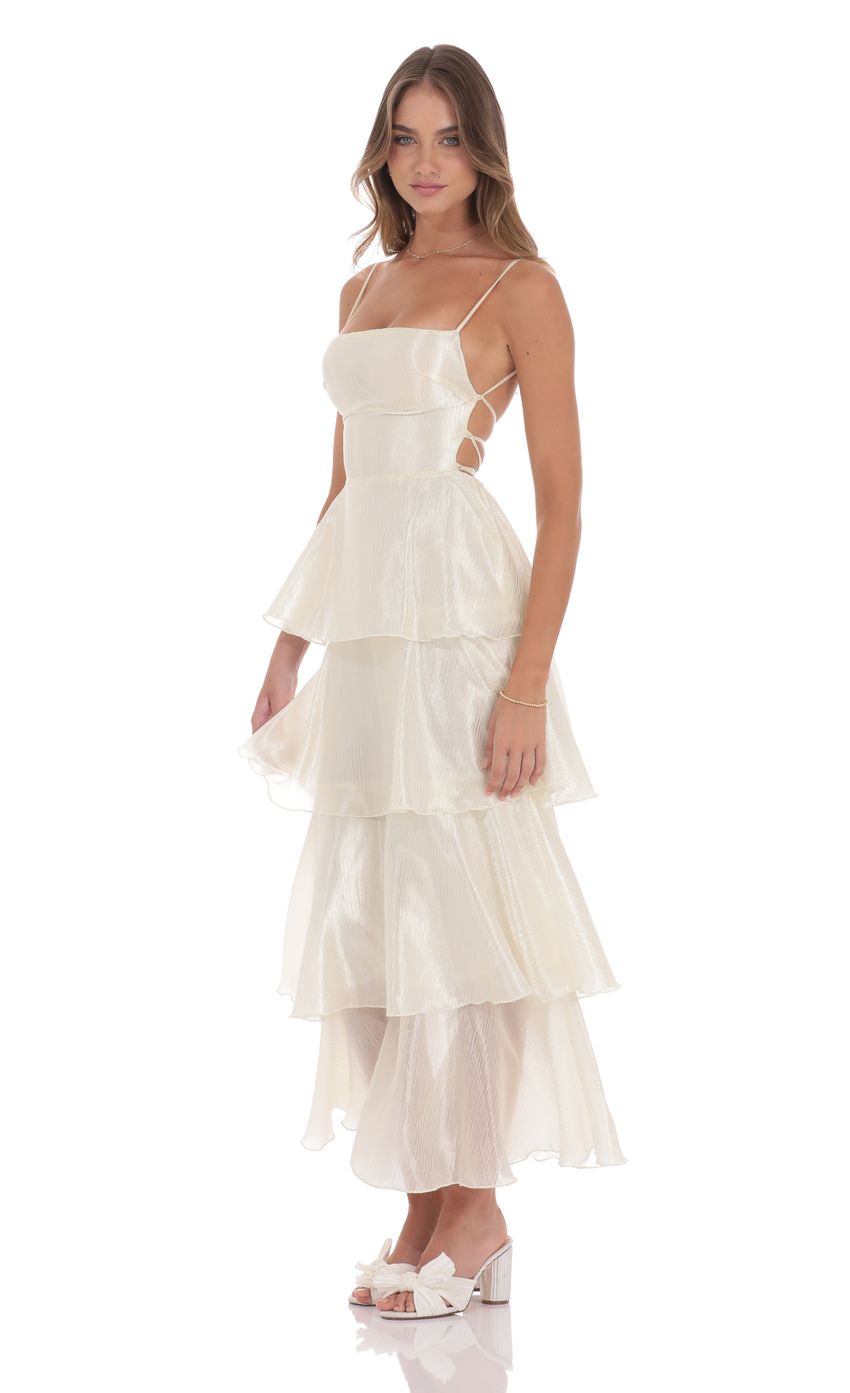 Crinkle Sheen Maxi Dress in Deep Cream - luluinthesky