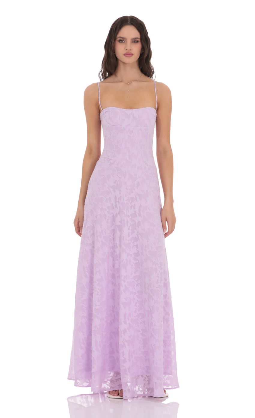 Burnout Lace-Up Maxi Dress in Lavender - luluinthesky