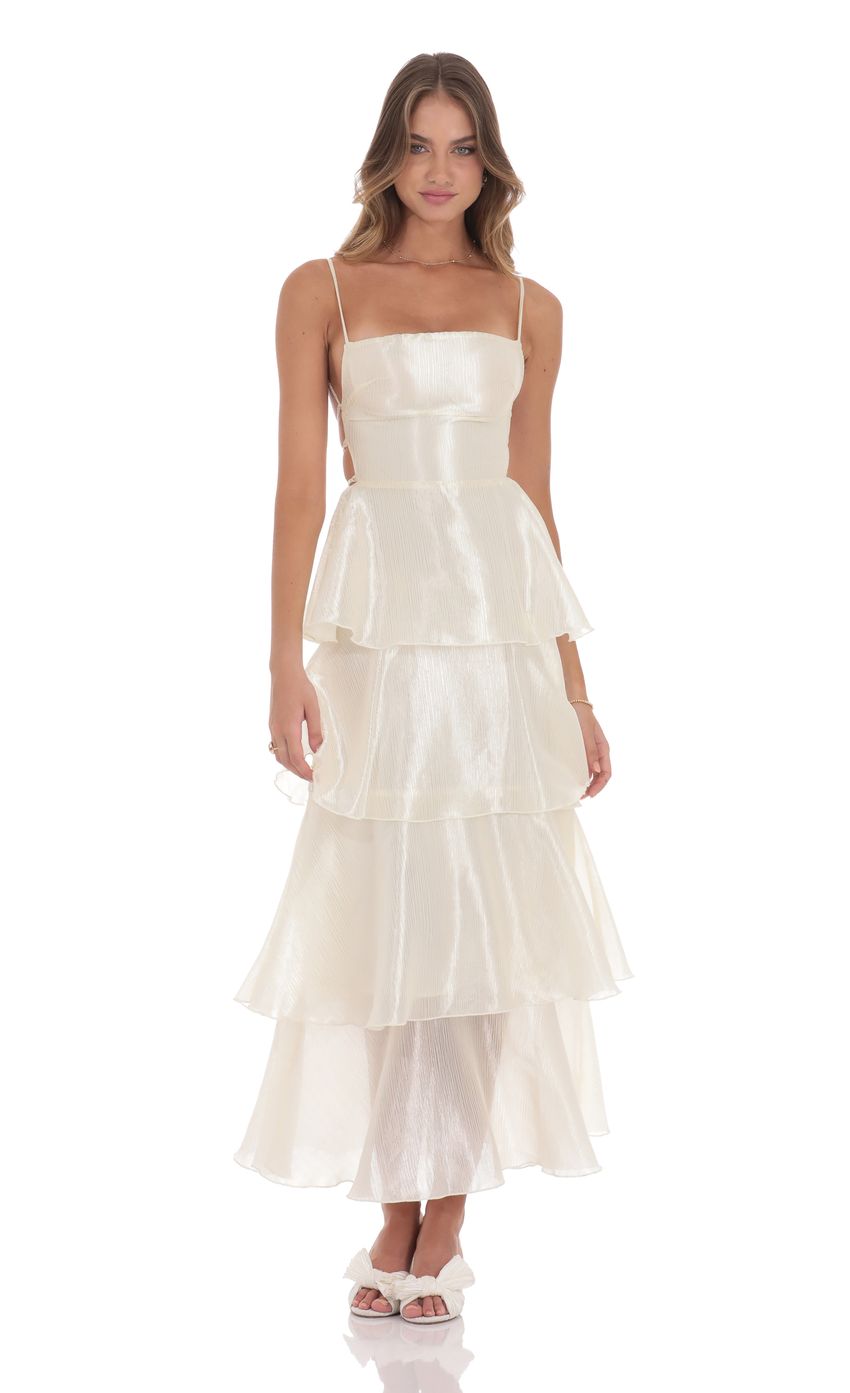 Crinkle Sheen Maxi Dress in Deep Cream - luluinthesky