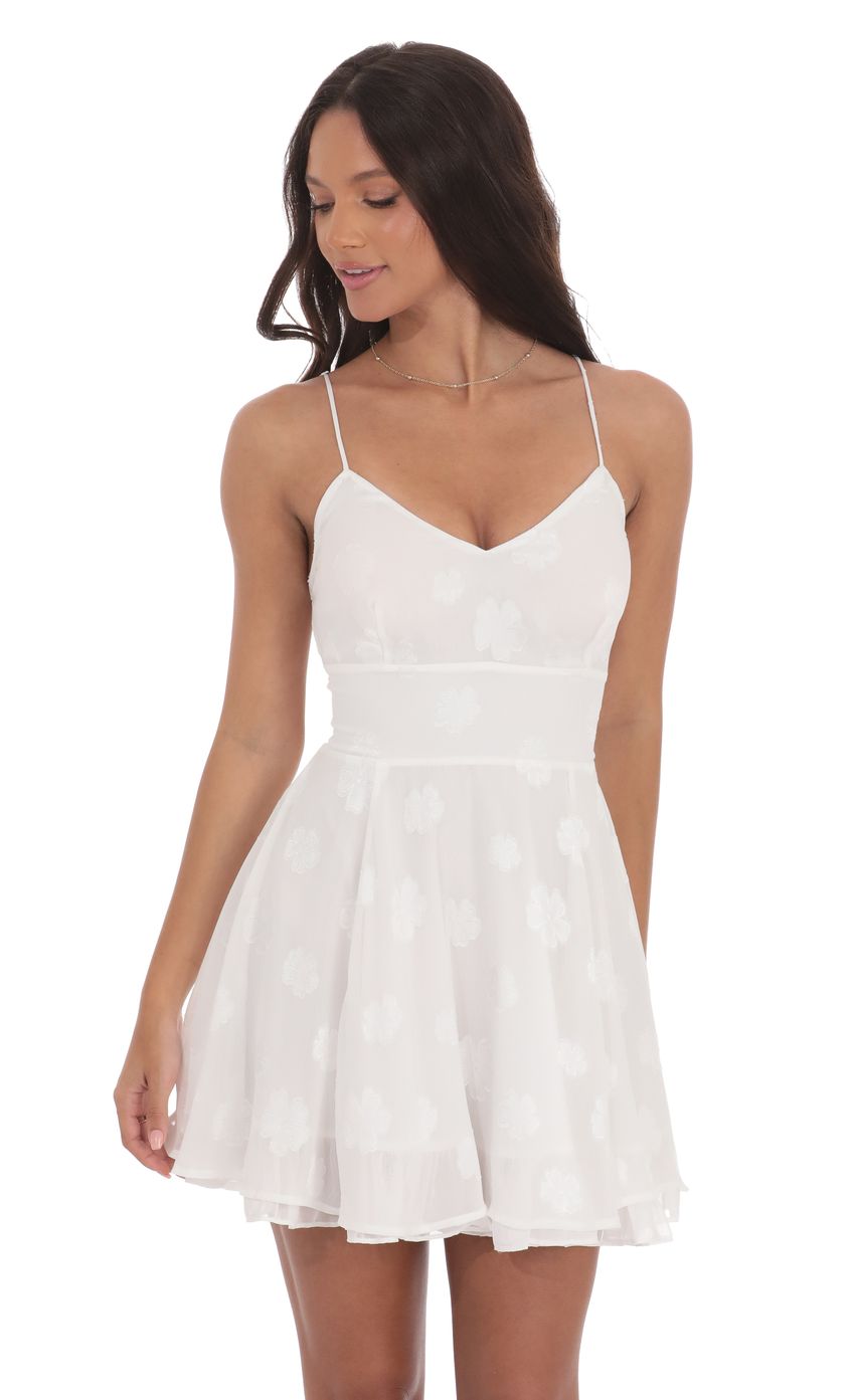 Fit and Flare Dress in Floral White - luluinthesky