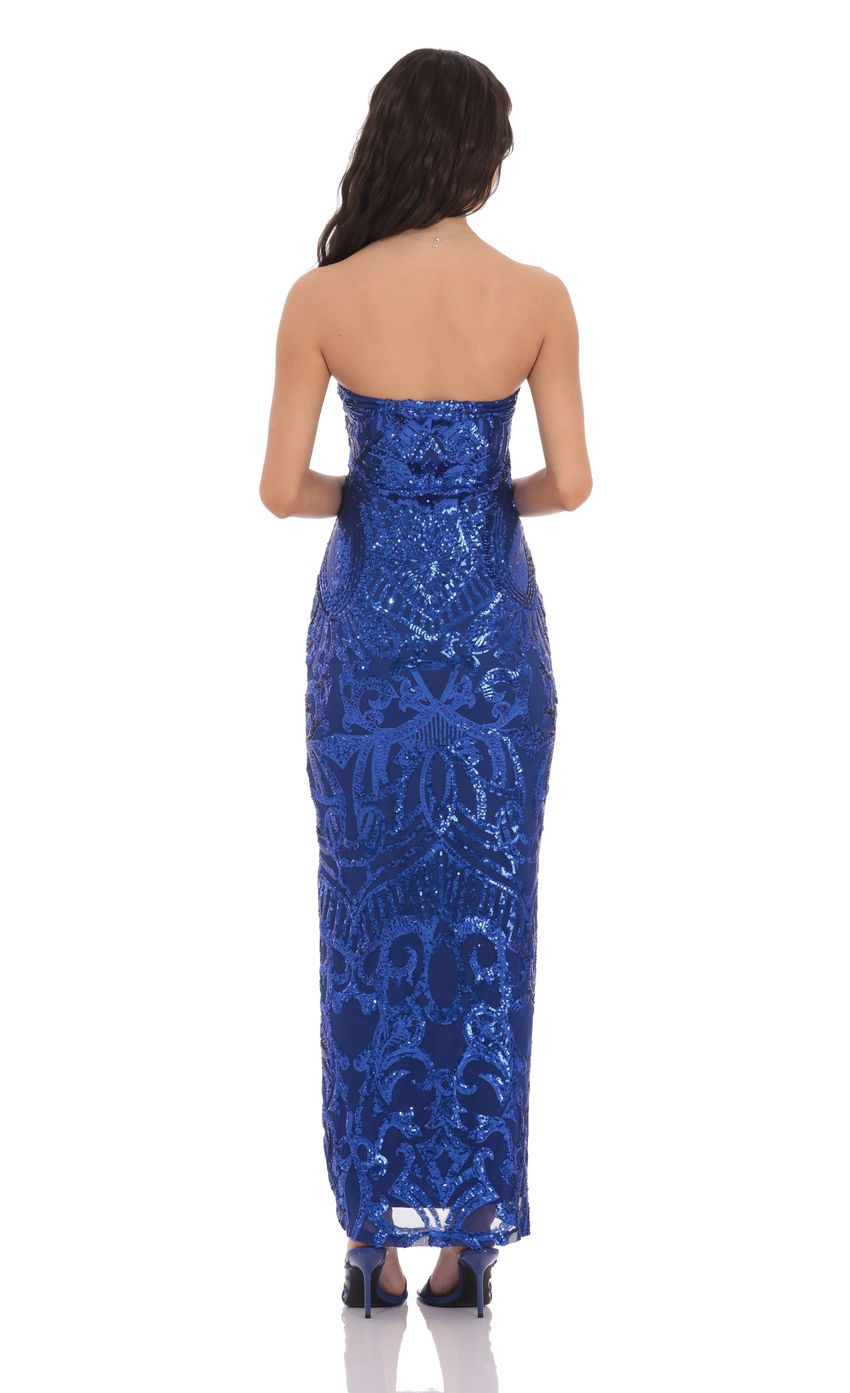 Sequin Pattern Maxi Dress in Royal Blue - luluinthesky